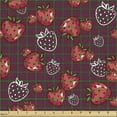 thumbnail image 2 of Fruit Fabric by the Yard, Natural Themed Strawberry Silhouettes Cartoon Style Seasonal Art, Decorative Upholstery Fabric for Chairs & Home Accents, Dark Fuchsia and Coral by Ambesonne, 2 of 5
