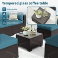 thumbnail image 6 of SHGJ&SOFT 7-Piece Outdoor Patio Furniture Set,All-Weather Rattan Wicker Modular Sectional Sofa,Water-Resistant Cushions&Glass Table,Patio Conversation Set for Backyard,Deck,Poolside(Peacock Blue,7pcs, 6 of 9