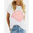 thumbnail image 2 of Womens Summer Short Sleeve Rose Graphic T Shirt Loose Fit Crew Neck Tops, 2 of 3
