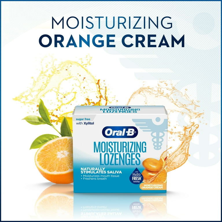 Oral-B Dry Mouth Moisturizer Lozenges, Sugar Free Xylitol, Orange