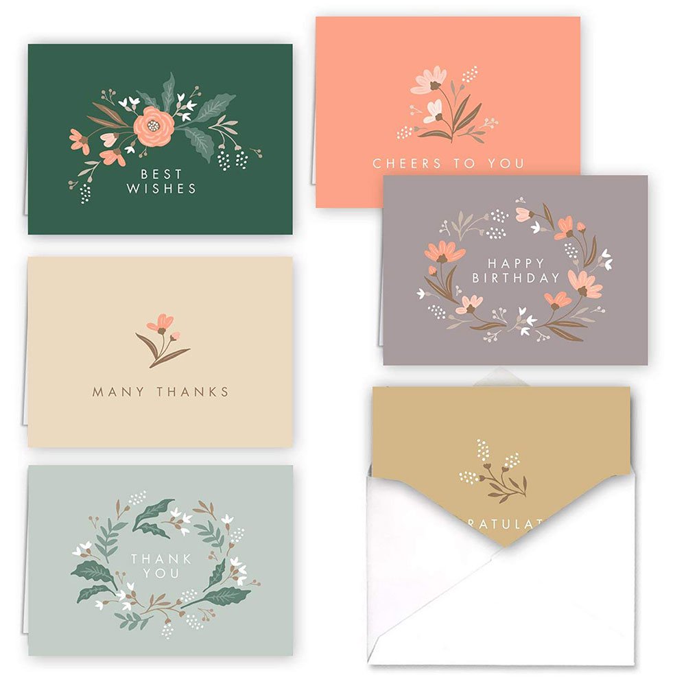 JAM Blank Thank You Cards Set, Rustic Blooms Design, 36/Pack Walmart