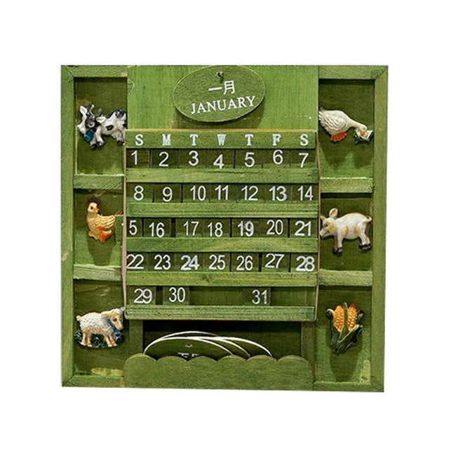 Calendario De Madera Rústico, Bloque De Escritorio, Figura De Animal, Calendario Perpetuo, Cubos De Madera, Calendario, Visualización De Fecha De Mes, Decoración Para El Hogar Y La Oficina Speravity HA037769-00