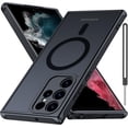 thumbnail image 1 of fafa-Matte Case for Samsung Galaxy S22 Ultra 5G, Compatible with Magsafe,[Wrist Strap] Magnetic Shockproof Military Drop Protection Translucent Back Slim Bumper Phone Cover(Black), 1 of 4