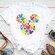thumbnail image 1 of Disney 100% Cotton T-shirt Mickey Mouse Tee Cartoon Pattern Women Round Neck Casual Fashion Top Short Sleeve Free ShippingL Gao Jinjia LED, 1 of 2
