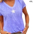 thumbnail image 1 of Camiseta Mujer Cuello en V Manga Corta Top suelto Estampado Chica Verano Top, Morado, 4XL Eigraketly AP001862-39, 1 of 5