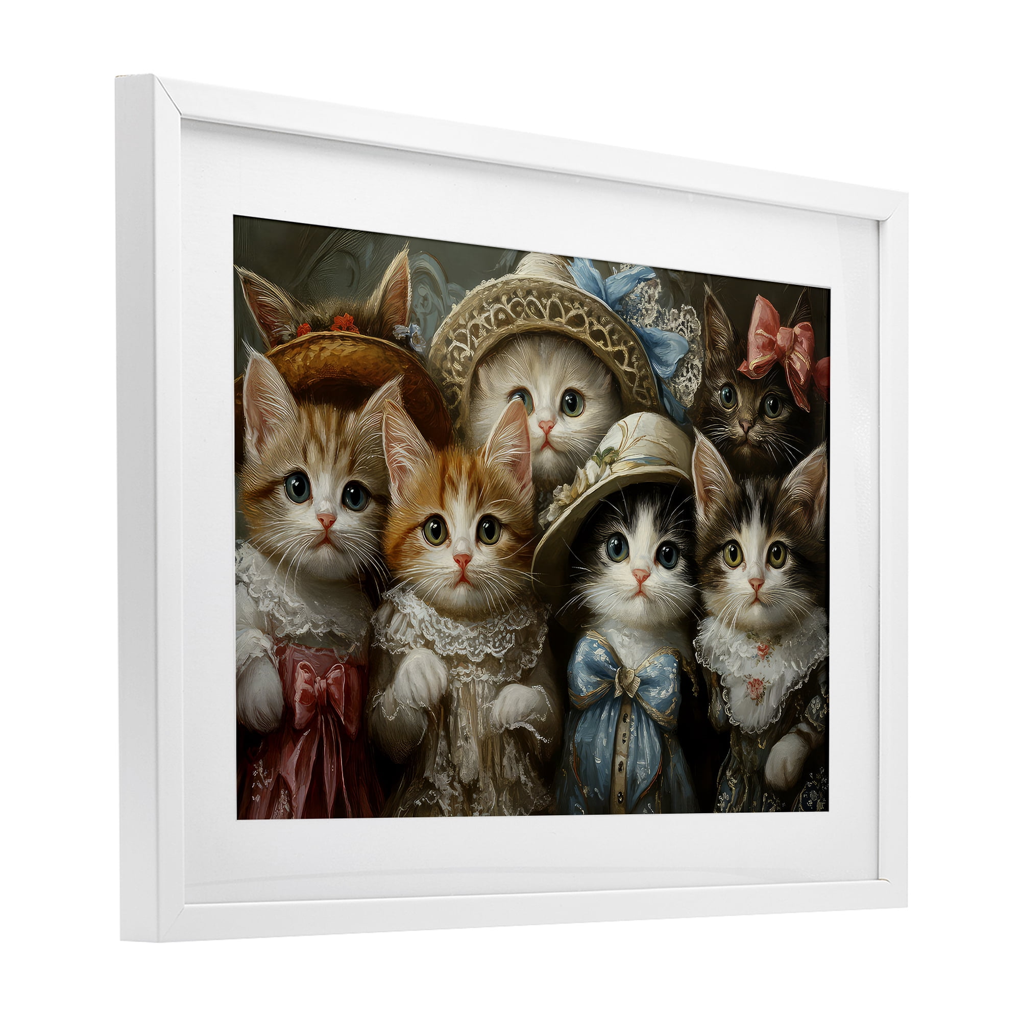 Stupell Industries Fashionable Vintage Cats White Framed Print Under Glass, design by The Wands Want