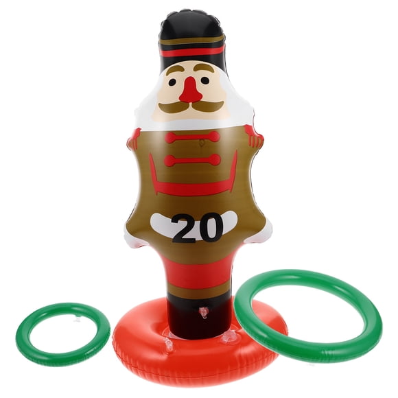CIMAXIC christmas Christmas Inflatable Ring Toss Toys Nutcracker Party Game Christmas Toss Ring with 2 Rings for Kids Party Games Holiday Party Supplies Indoors Outdoors Yard Games