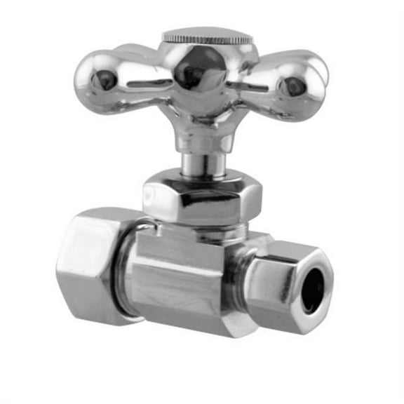 Westbrass D109X-07 Straight Stop with .63 in. OD Inlet and Cross Handle - Satin Nickel