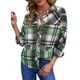 thumbnail image 1 of Dokotoo Women's Plaid Shacket Jacket Long Sleeve Button Down Shirt Jacket High-low Hem Shirt Coat with Pockets S-XXL, 1 of 6