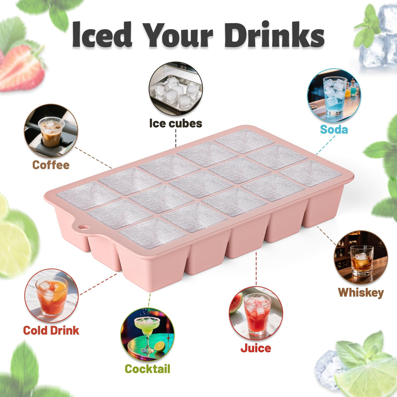 Silicone Ice Cube Tray 3 Pack - Easy Release With Lid  Bpa Free Cubes Trays For Freezer Mold Cocktail (mint+pink+blue)