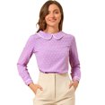 thumbnail image 1 of INSPIRE CHIC Women's Cute Ruffle Peter Pan Collar Long Sleeve Sweet Blouse Tops, 1 of 6