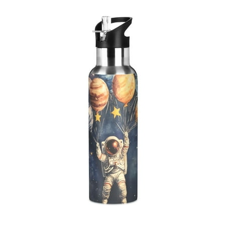 

Yayeee 33oz Double Wall Stainless Steel Water Bottle with Flip Straw Watercolor Astronaut