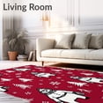 thumbnail image 2 of ODIKA 8'x10' Machine Washable Non-Slip Area Rug, Joyful Winter Wonderland Featuring Snowman and Frosted Pine Trees High Traffic Rug with Pad, Red, 617900, 2 of 8