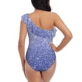 thumbnail image 5 of Sikiie Glittering Blue Purple Print Women One Piece Swimsuits Tummy Control One Shoulder Bathing Suits Ruffle Swimwear, From S to XXL-XX-Large, 5 of 6
