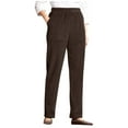 thumbnail image 2 of Corduroy Pants for Women Elastic High Waist Pull On Straight Leg Slacks Casual Trousers with Pocket Brown 3XL, 2 of 6