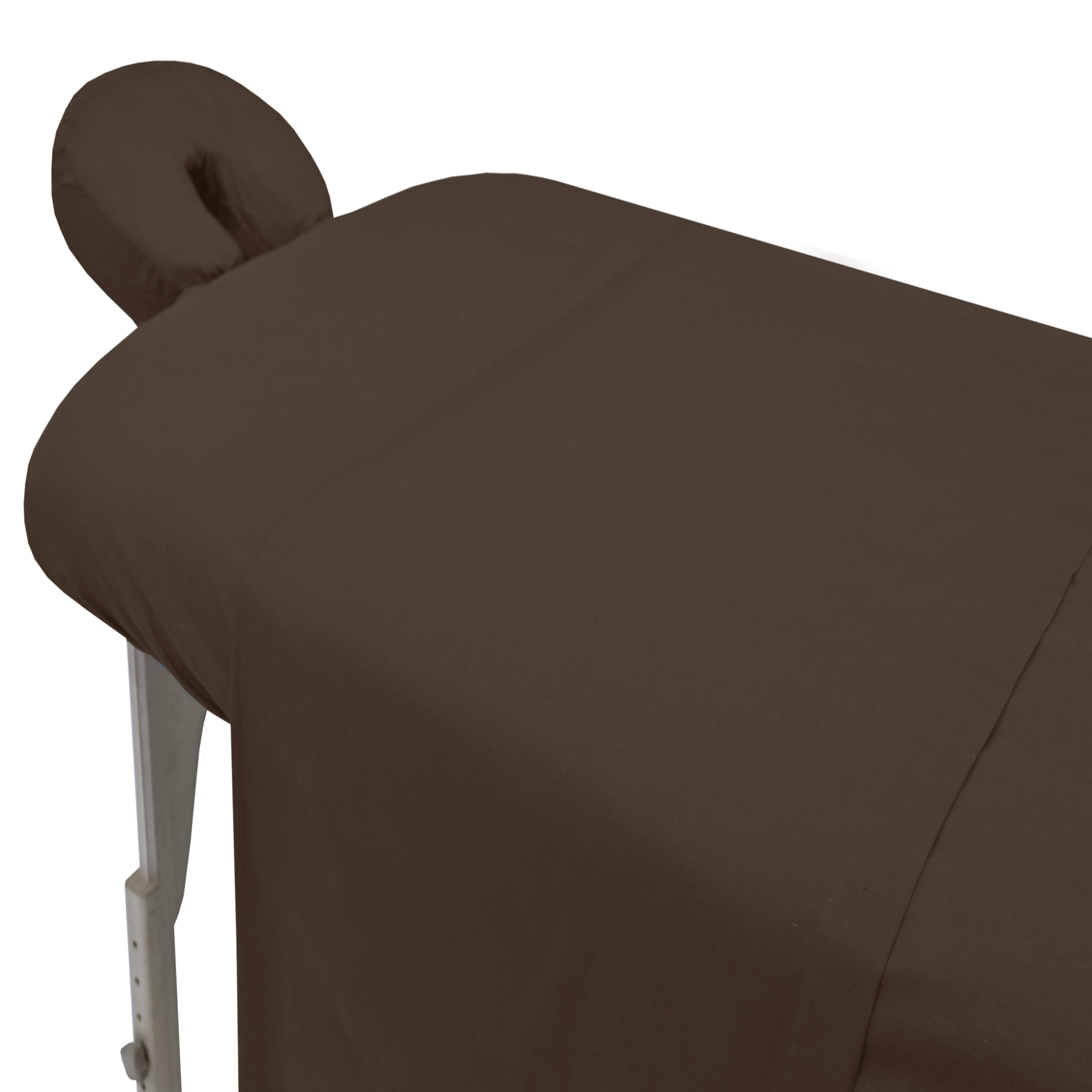 Spa Massage Table Poly Cotton Sheets 3 Pieces Full Set Resistant to Wrinkling, Chocolate
