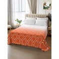 thumbnail image 3 of Queen Size Flat Sheet Only, Morocco Orange Soft Brushed Microfiber Bed Sheets, Modern Geometric Gradient Simple Hotel Quality Breathable Bedding Top Sheet, Easy Care, 90"x102", 3 of 9