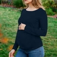 thumbnail image 2 of Women's Maternity Shirts Long Sleeve Crew Neck Pregnancy Tops Side Ruched Tunic Blouses Clothes, 2 of 6