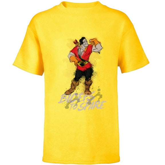 Disney Beauty and the Beast Gaston Biceps to Spare T-Shirt - Short Sleeve T-Shirt for Kids - Customized-Yellow