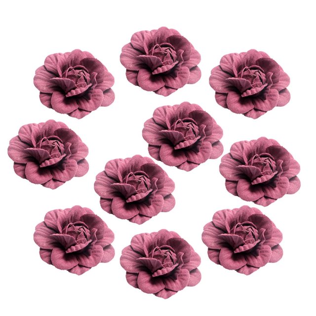 10pcs 5cm Cabezas de Flor de Rosa de Gamuza Hechas a Mano para La Decoración Del Hogar de La Boda de Bricolaje Multicolor Rojo púrpura Soledad Cabeza de flor artificial
