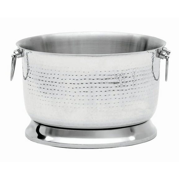 HUBERT Beverage Tub Stainless Steel with Hammered Finish, Double Wall - 15"Dia x 10"H