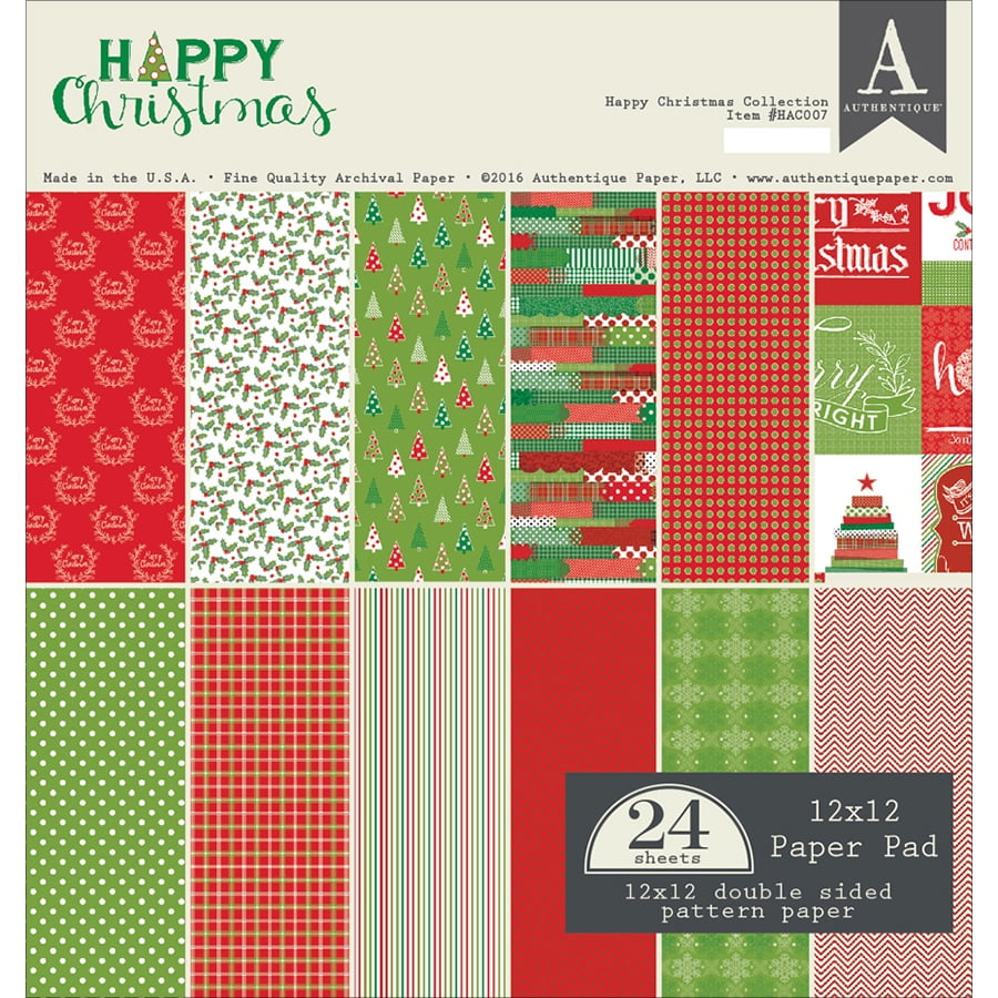 Authentique DoubleSided Cardstock Pad 12"X12" 24/PkgHappy Christmas