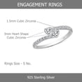 thumbnail image 4 of LeCalla 925 Sterling Silver 14K Rhodium Plated Light Weight Italian Design Wedding Band Rings for Women With Two Sparkling Cubic Zirconia CZ Heart Finger Rings for Her (Size - 5), 4 of 7