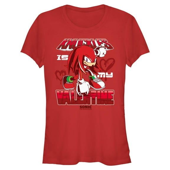 Junior's Sonic the Hedgehog Knuckles Is My Valentine Graphic T-Shirt