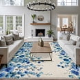 thumbnail image 4 of Area Rug for Living Room, Spring Blue Floral Non-Slip Indoor Large Carpet for Bedroom/Dining Room, Farmhouse Weeping Floral Leaves Burlap Washable Low-Profile Rectangle Floor Runner Rugs - 5 x 7 Ft, 4 of 7