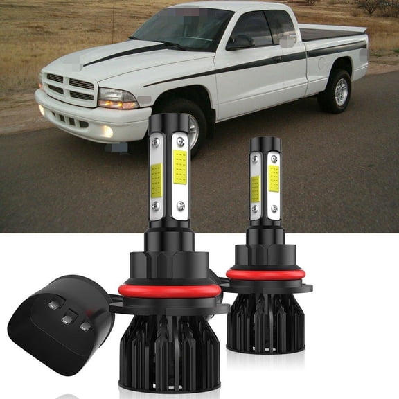 Combo 2x LED Headlight High Low Beam Bulbs 9007/ HB5 for Dodge for Dakota 1997 1998 1999 2000 2001 2002 2003 2004, Bright White Lamps 40W High Power, Without Battery