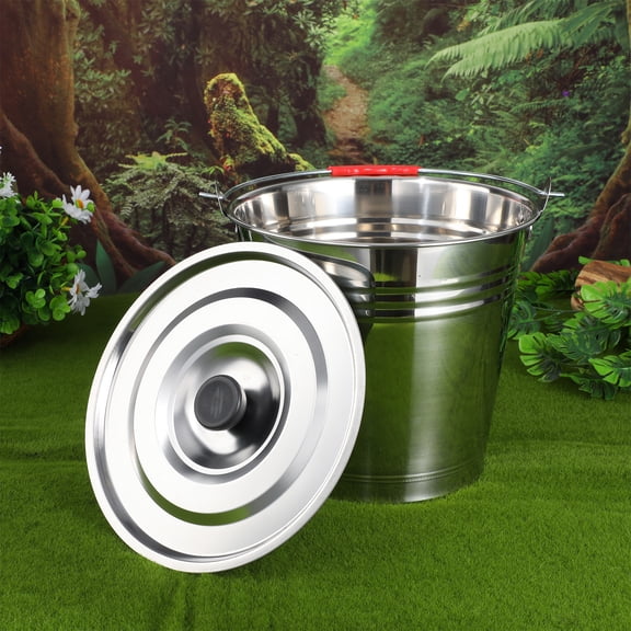 LOLIPPYY 1Pc Thick Stainless Steel Bucket with Lid for Storage Use Suitable for Home and Hotel