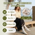 thumbnail image 6 of Hipuroga Cotton Compression Socks for Women Men 8-15 mmHg Soft Mild Knee High Wide Calf Support Stockings for Nurse Travel Pregnancy blackgreypink S/M, 6 of 8