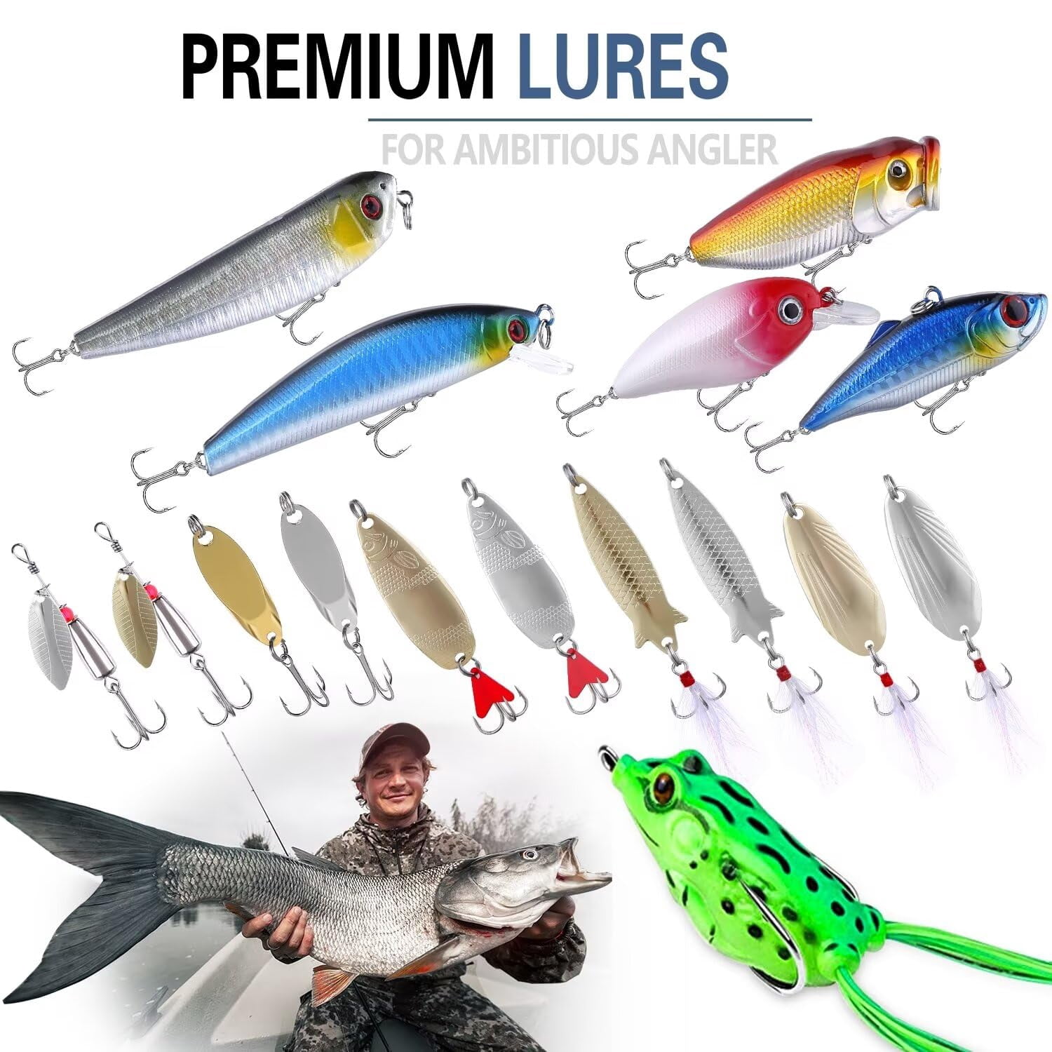 Fishing Lures  All-in-one Tackle Box With Included Gear Lure Bait Accessories Kit For Freshwater Bass Trout Ideal Gifts Men Father & Beginners