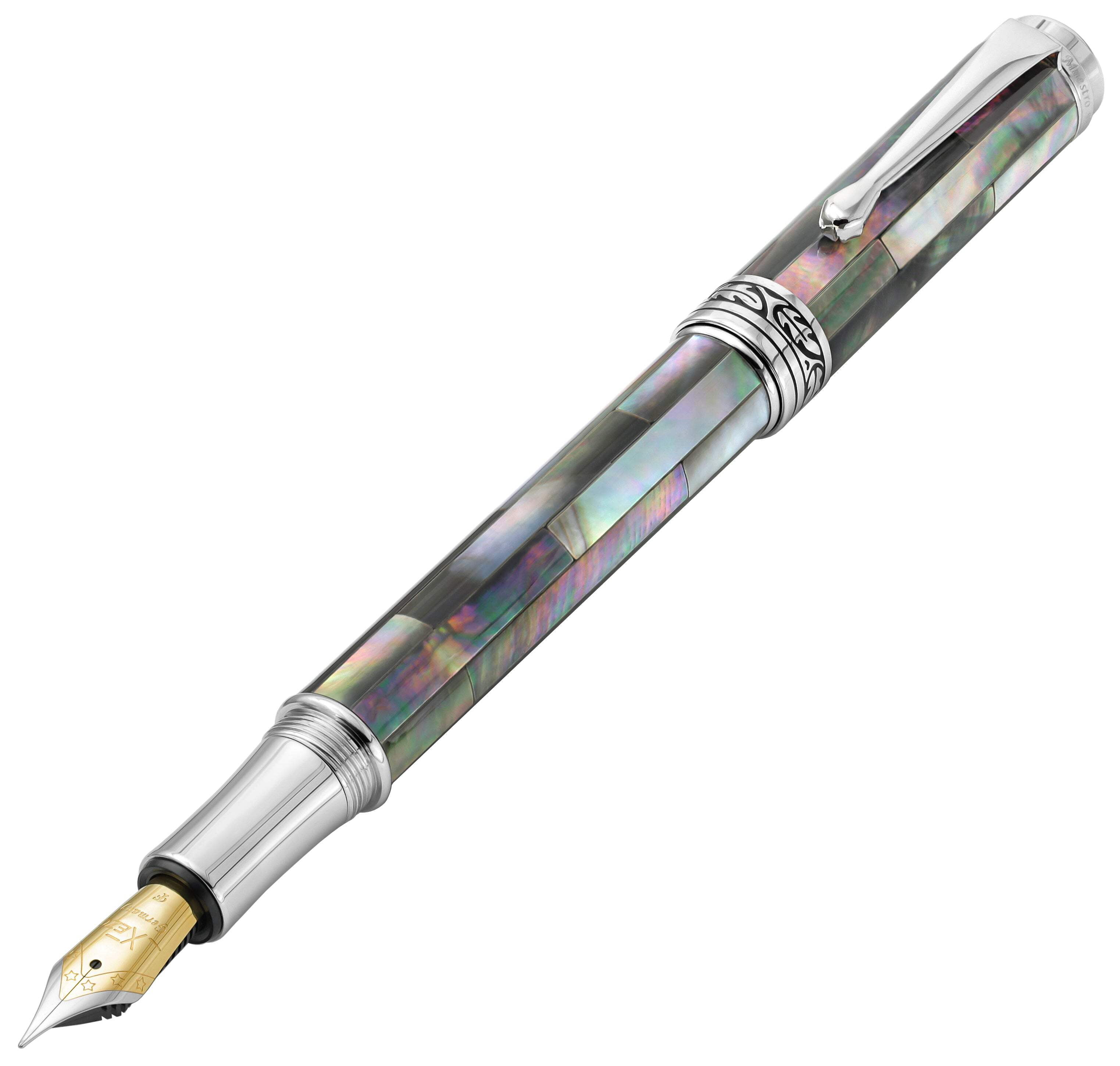 Xezo Xezo Maestro® Black Mother of Pearl  Platinum Plated Fountain Pen (Fine / Extra Fine Nib)