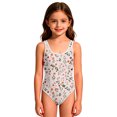 thumbnail image 3 of CCRFTGI Swimsuit for Kids Girls Size 7 Summer Cute One Piece Bathing Suit Beach Floral Print High Cut Girls Fashion Bathing Suit Light pink 9-10 Years, 3 of 7