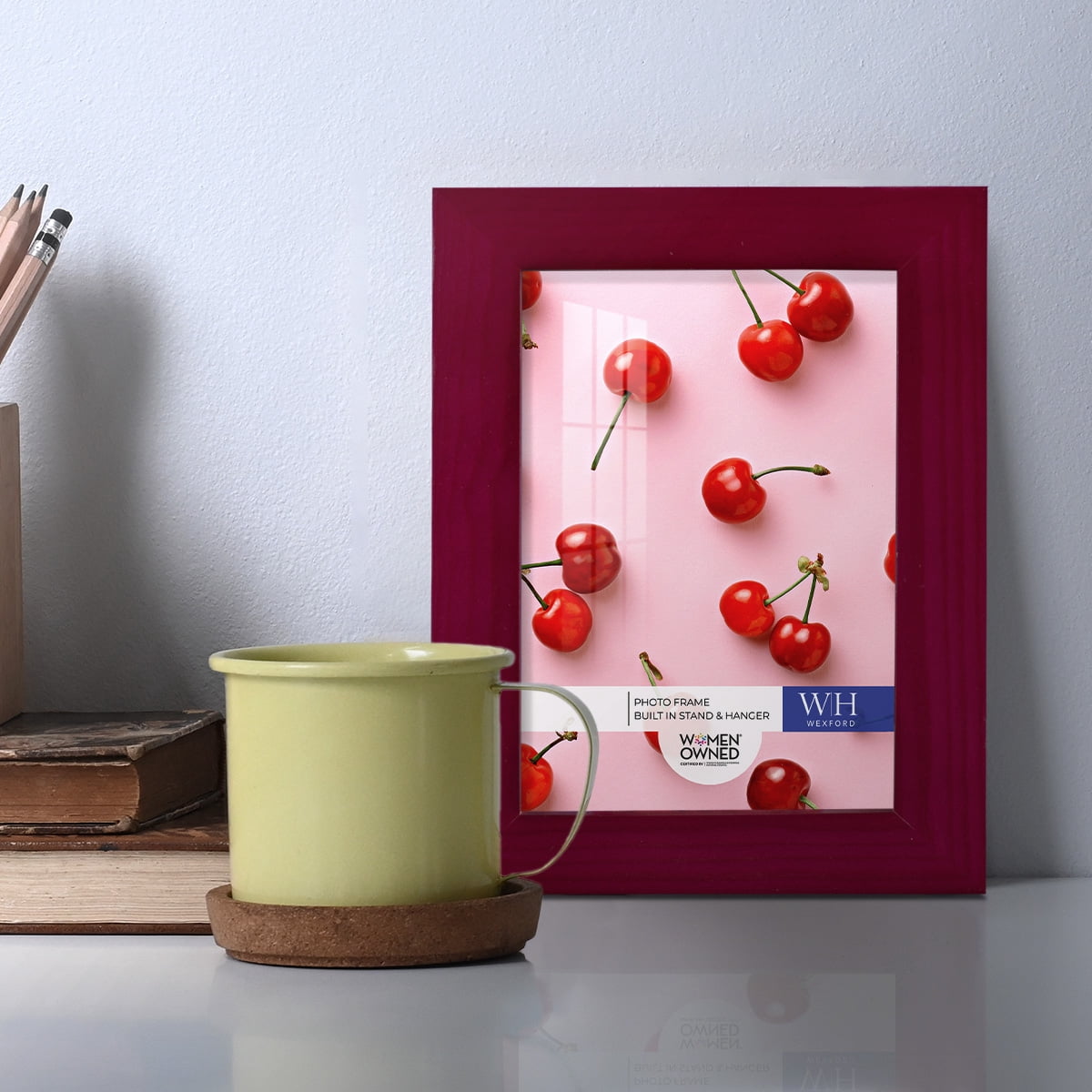 Woodgrain 3.5 in. x 5 in. Cherry Red Picture Frame Set (Set of 4)