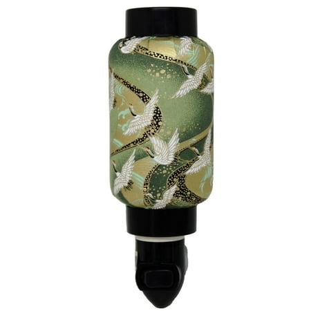 

TC74 Oriental Japanese Washi Night Light Green Cranes -D