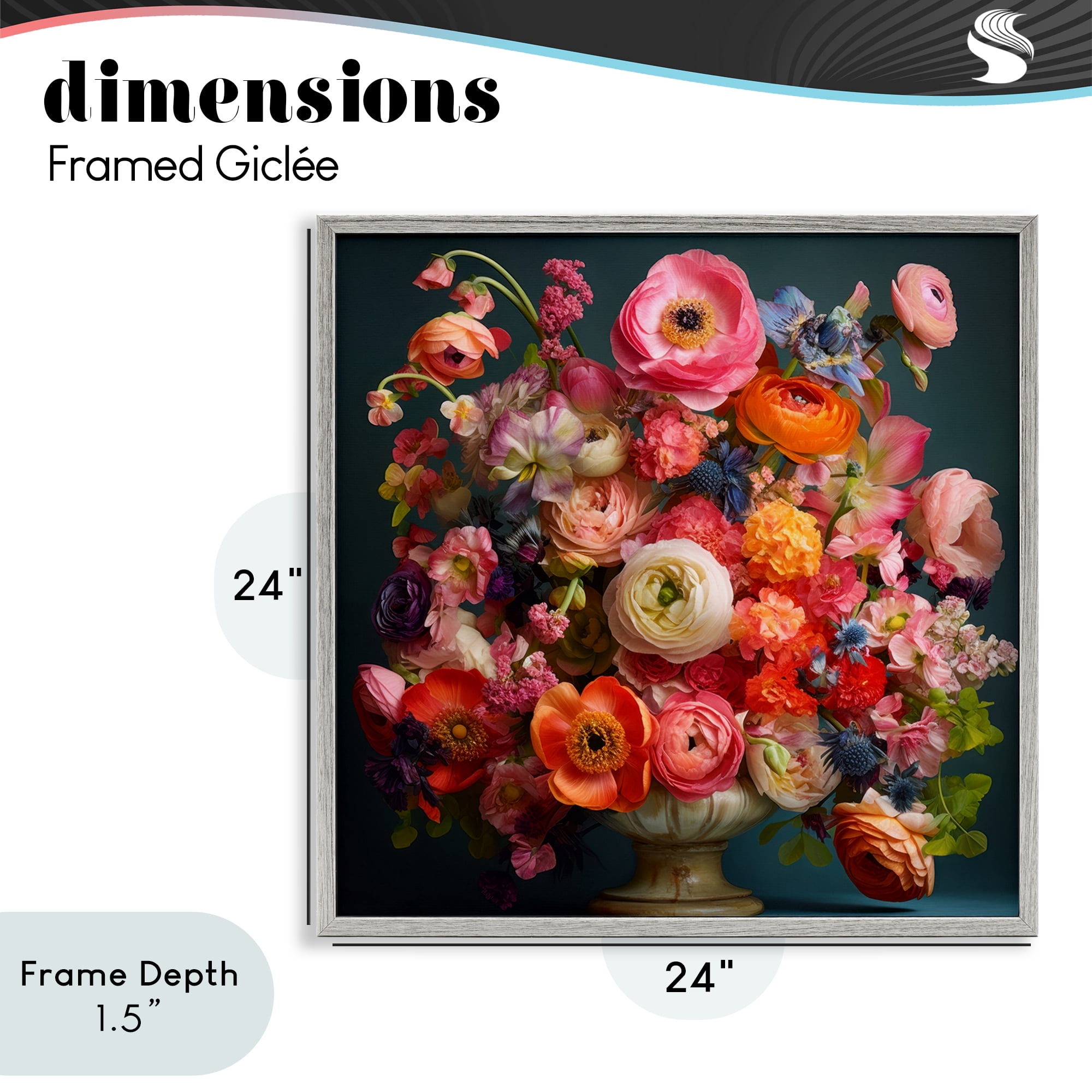 Stupell Industries Harmonious Mixed Peonies Gray Framed Giclee Art, design by Lazar Studio