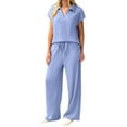 thumbnail image 5 of CHICVOMEY Workout Sets for Women Lounge Set Short Sleeve Polo Top&Long Pant Tracksuit Travel Lounge Matching Outfit S-XXXL, 5 of 6