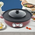 thumbnail image 2 of 2-in-1 Electric Smokeless Grill + Hot Pot BBQ Grill Soup Shabu Pot 2200W Red, 2 of 8