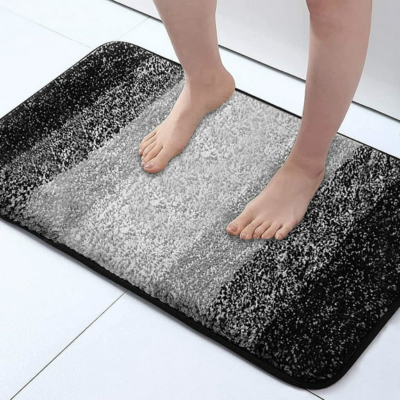 Artnice Bathroom Rugs Non Slip Washable 24x16, Absorbent Microfiber Black Bath Rugs, Plush Ultra Soft Bath Mats for Bathroom Floor