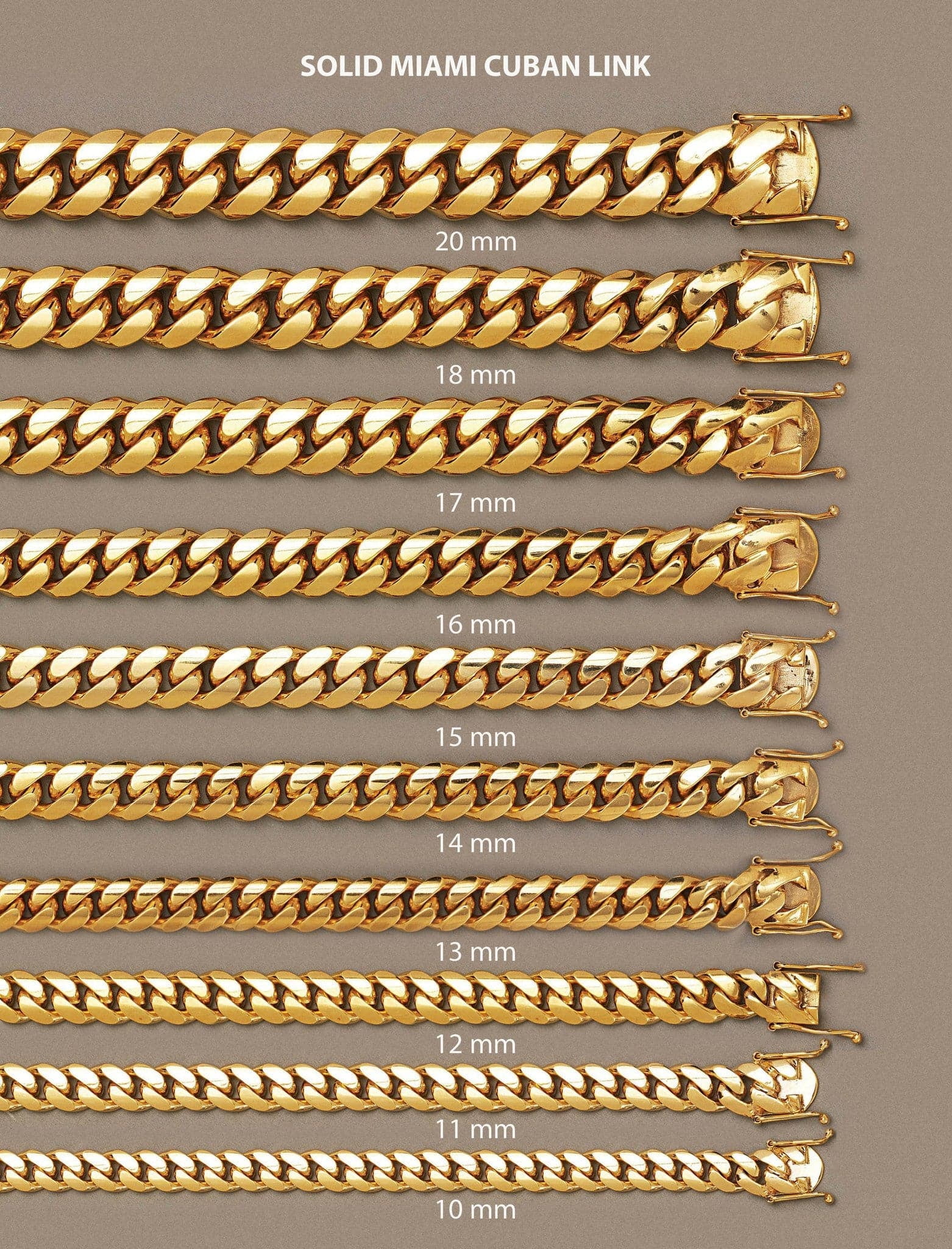 Heavy Solid Gold Miami Cuban Link Chain Customizable (10MM-20MM)