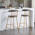 thumbnail image 5 of Bar Stools Set of 2- Modern Kitchen Island Chairs Counter Height Barstools, Luxury Velvet Bar Chairs, Soft Back, Metal Legs, Gray, 5 of 6