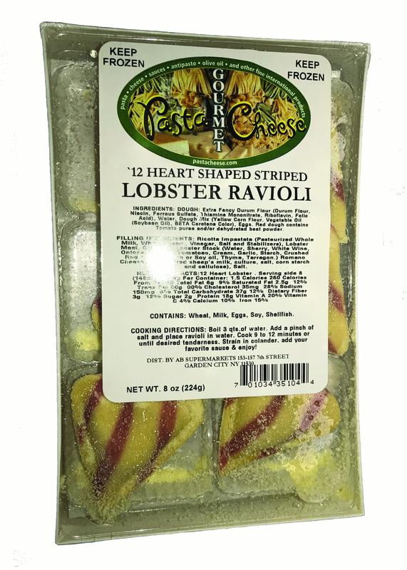 PastaCheese 12 Heart Shaped Stripped Lobster Ravioli (Pack of 2) by PastaCheese®