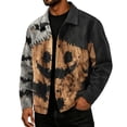 thumbnail image 2 of HAJWOH Mens Halloween Corduroy Jacket with Lapel Loose Fit Long Sleeve Fall Winter Coat, 2 of 5