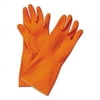 Flock-Lined Latex Cleaning Gloves, Medium, Orange, 12 Pairs