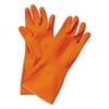 Flock-Lined Latex Cleaning Gloves, Medium, Orange, 12 Pairs