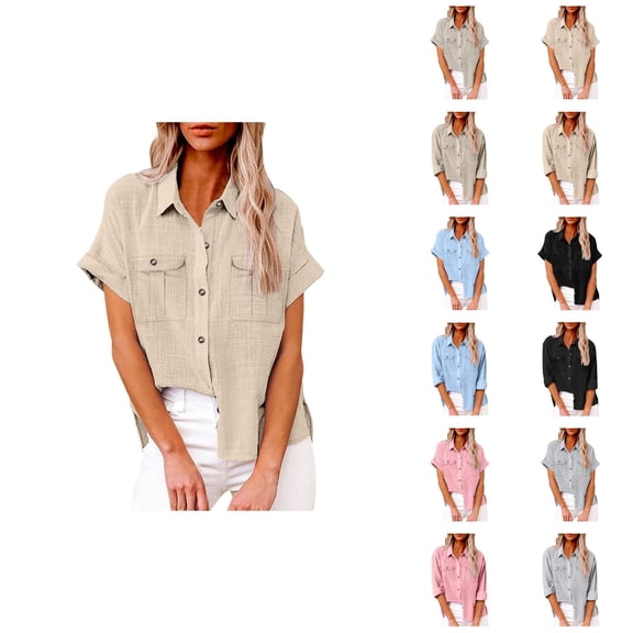 Fall Shirts for Women 2025 Solid Color Lapel Button Down Side Slit Business Casual Tops Long Sleeve Shirts for Women