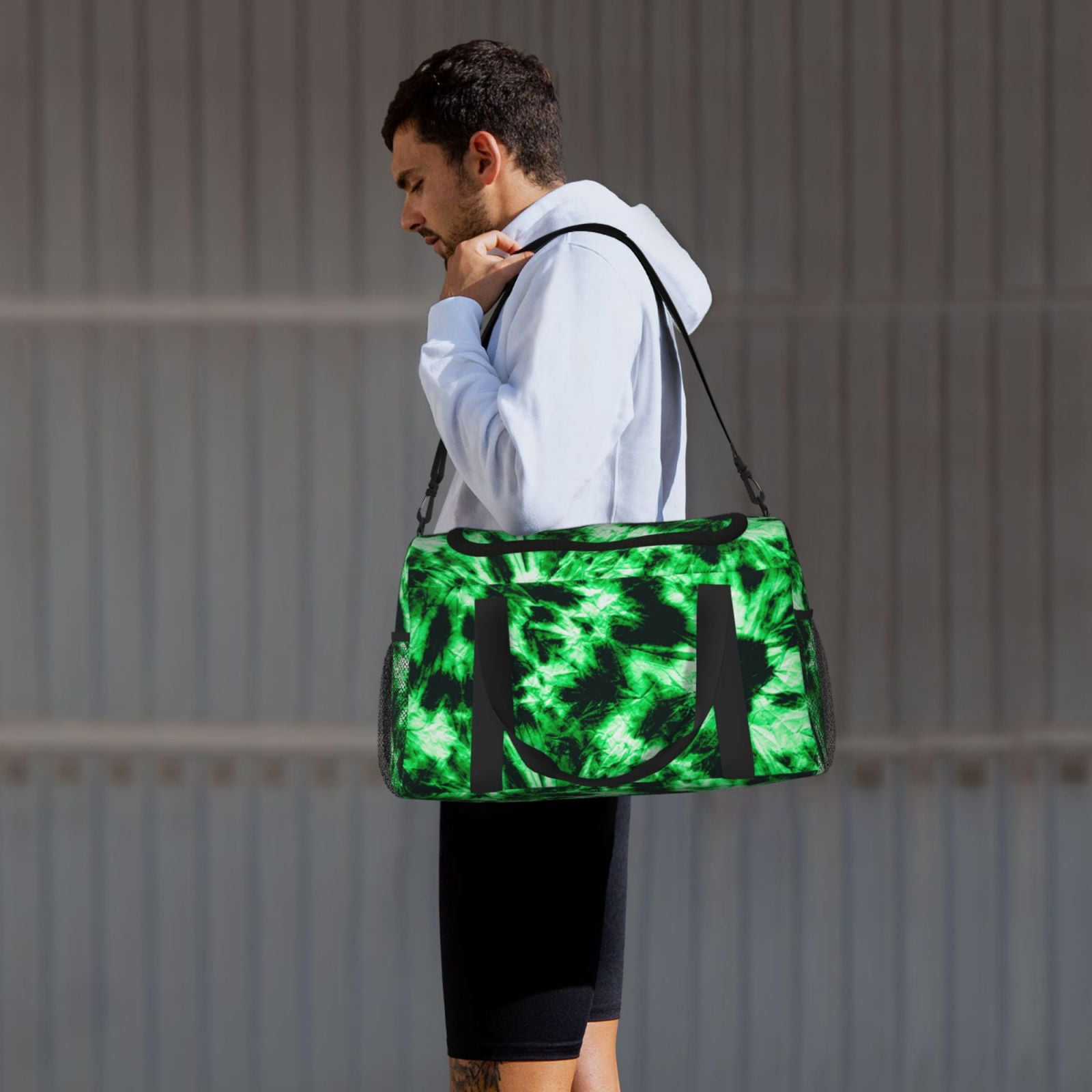 Fuzoiu Green Tie Dye Print Travel Duffle Bag,Carry On Tote Bags,Duffel Bag,Sport Gym Bag, Hospital Bag for Labor and Delivery, Overnight Bag,Luggage Bag