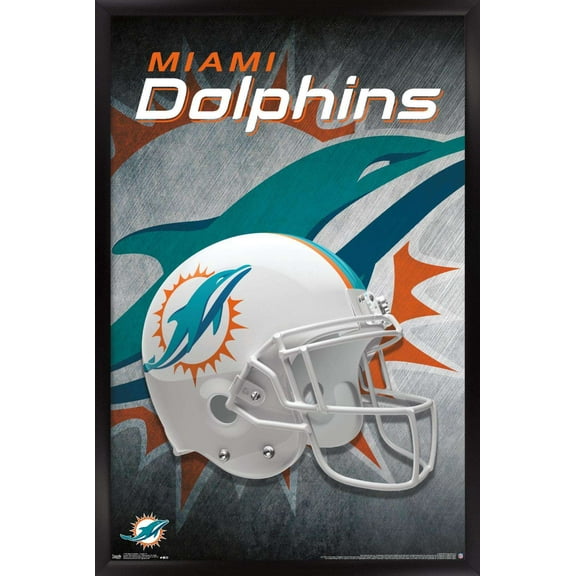 NFL Miami Dolphins - Helmet 18 Wall Poster, 14.725" x 22.375", Framed